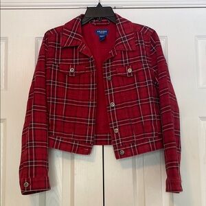 Arizona Jean Company Red Plaid Jean Jacket